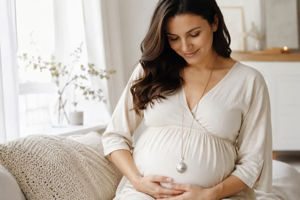 Future maman portant un bola de grossesse sur son ventre