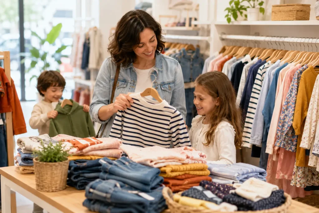 Vêtements enfants pas chers dans une boutique de mode pour enfants